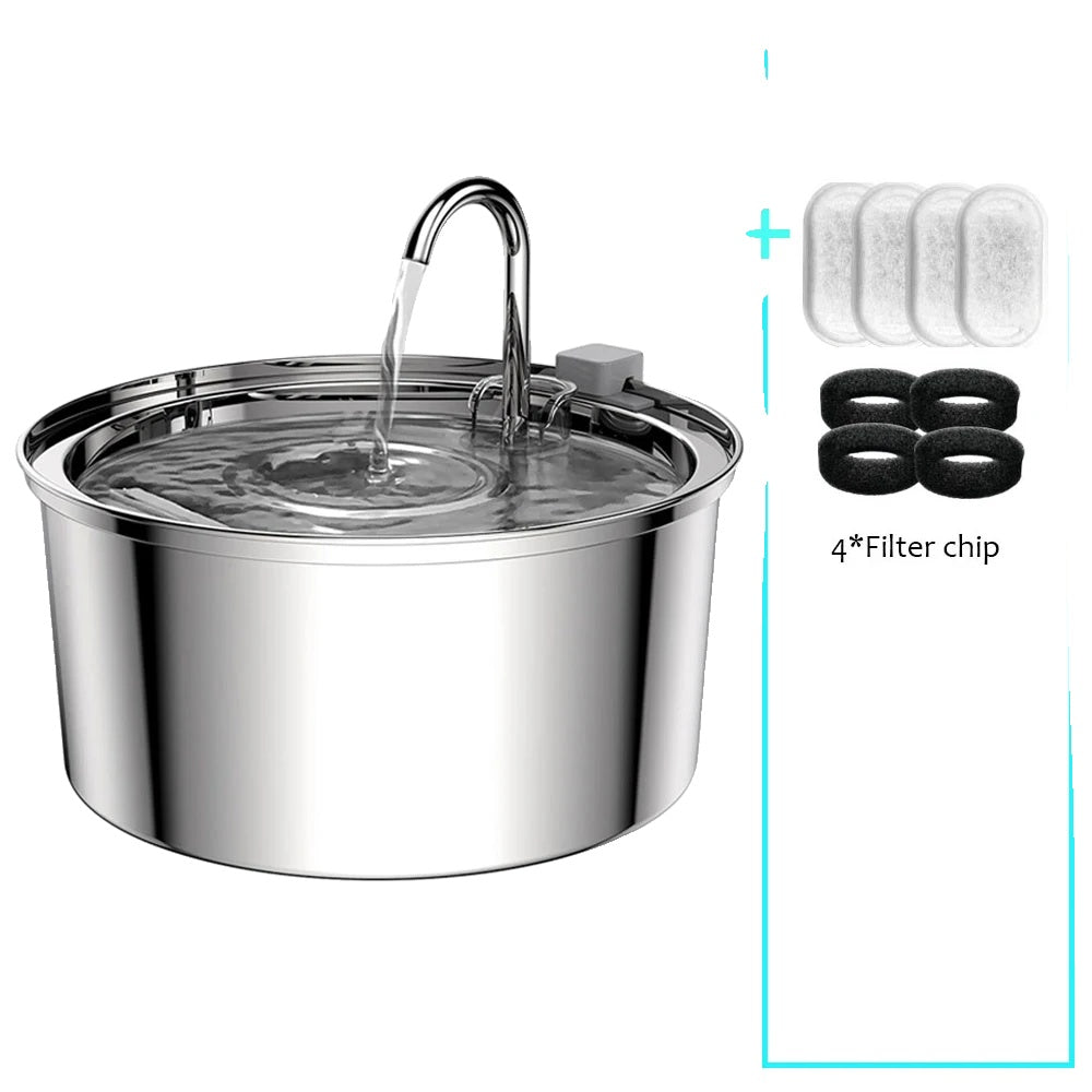Variant image for Automatic Stainless Steel Pet Water Fountain with Double Filtration System – 3L Capacity for Cats and Dogs, Quiet Operation, BPA-Free-2