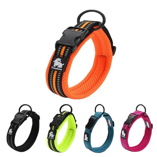 Adjustable Dog Collar for All Breeds – Soft Padded Mesh, 3M Reflective, Durable Nylon-1