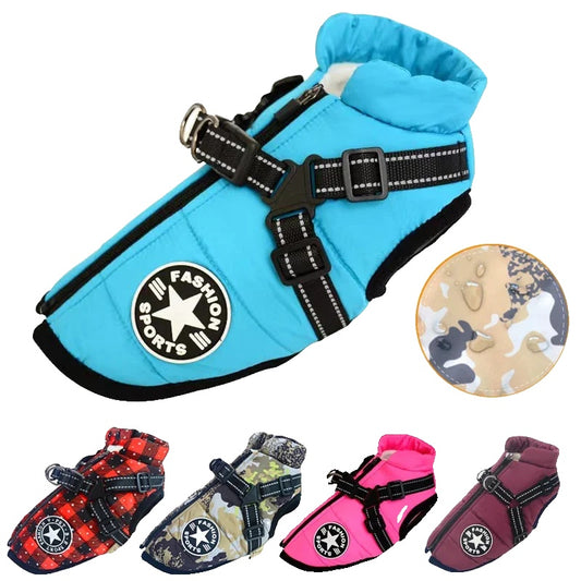 Waterproof Dog Coat for Winter – Warm Fleece Lining, Adjustable Harness, Reflective Design-1