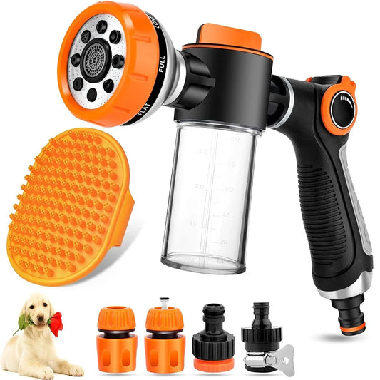 Dog Shower Sprayer – Adjustable High-Pressure Nozzle, Built-in Soap Dispenser, 8 Spray Patterns-1