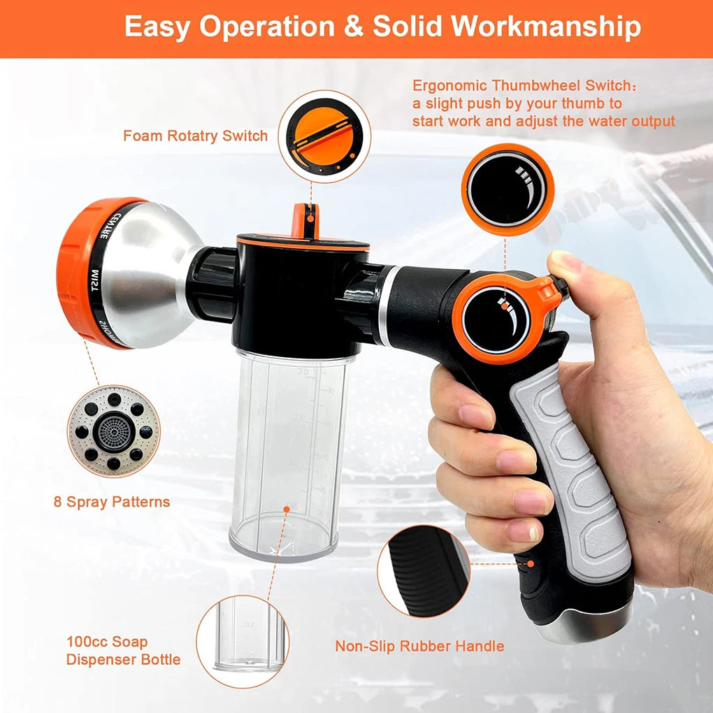 Dog Shower Sprayer – Adjustable High-Pressure Nozzle, Built-in Soap Dispenser, 8 Spray Patterns-3