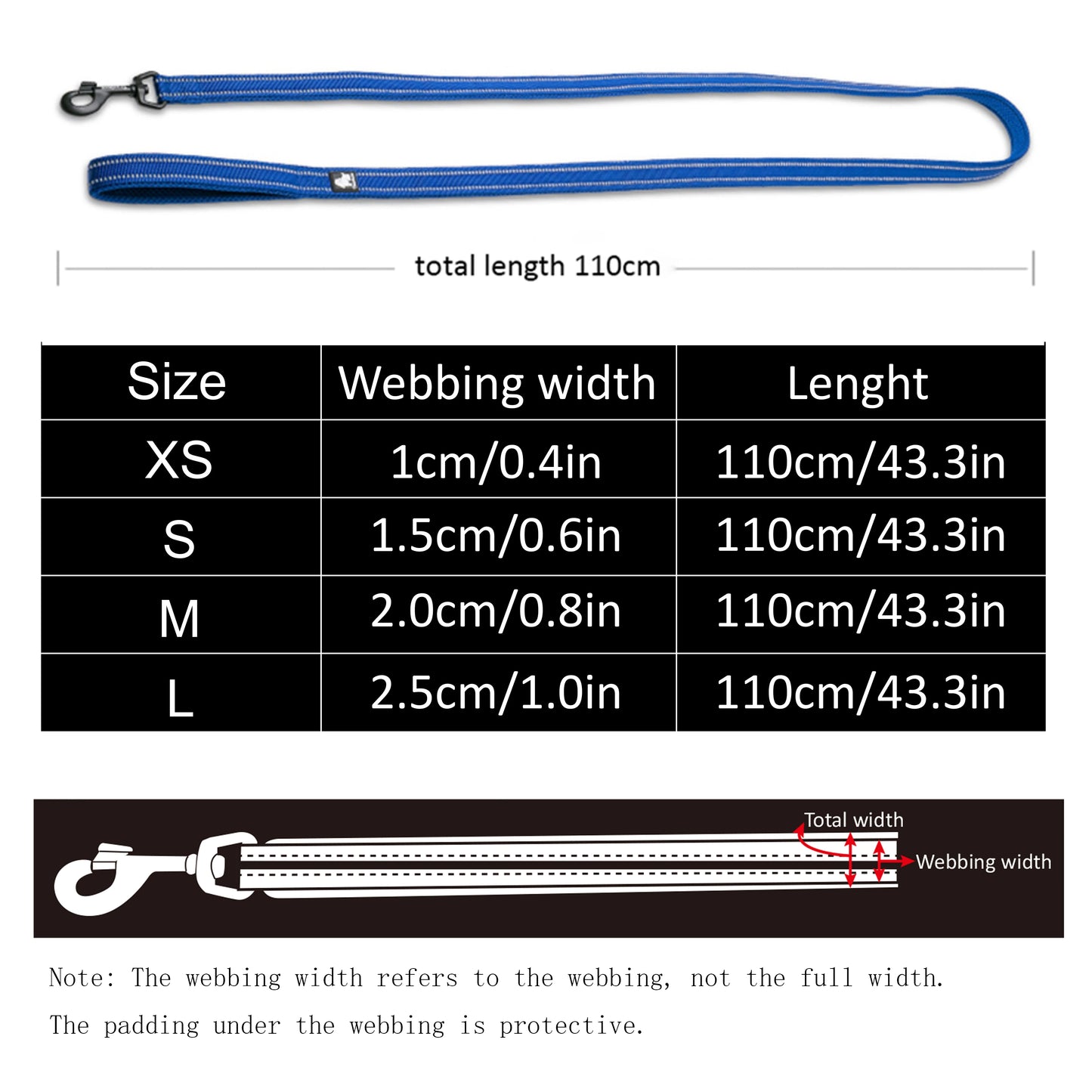 Soft Dog Leash for Training – Reflective Nylon, Padded Handle, 110cm Length-4