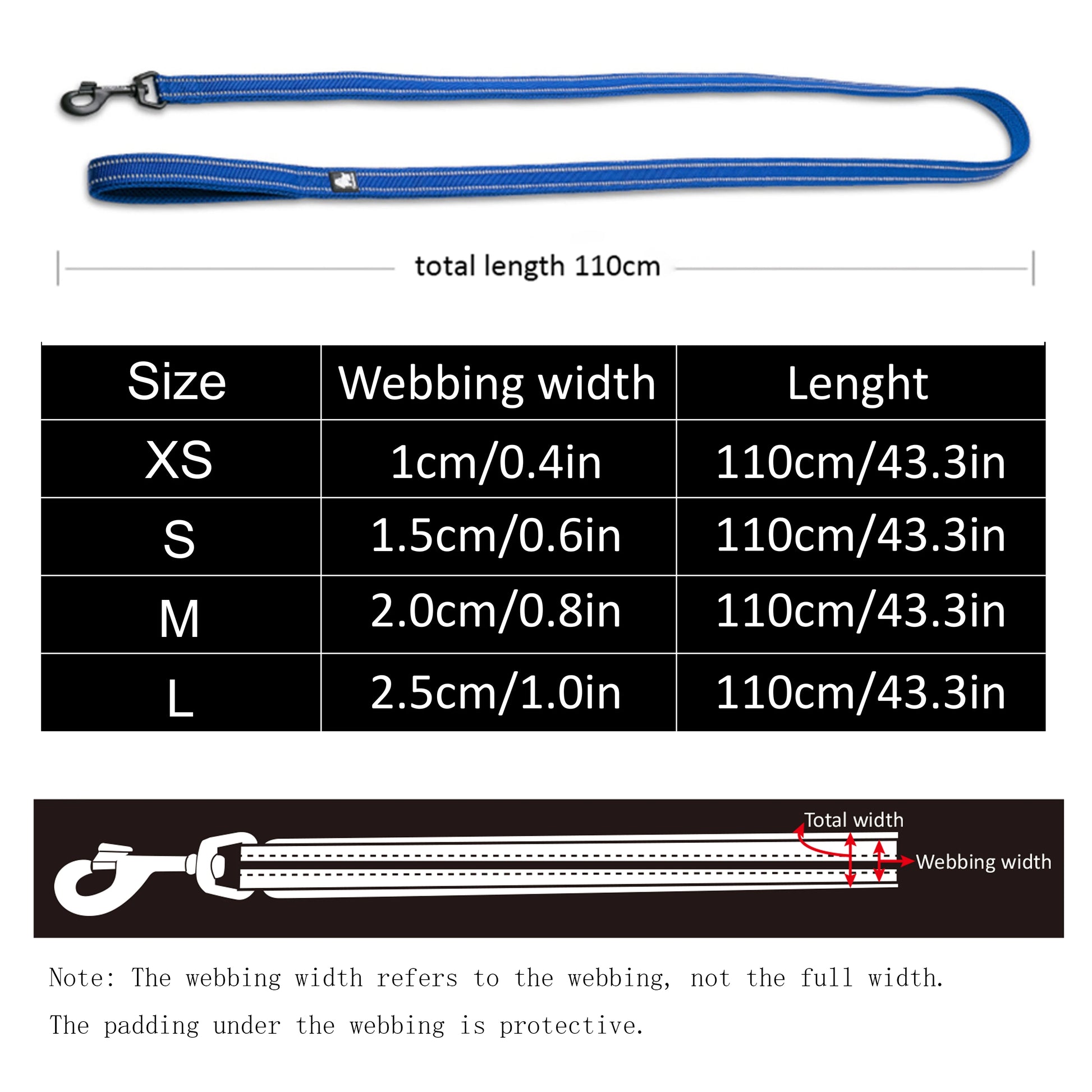 Soft Dog Leash for Training – Reflective Nylon, Padded Handle, 110cm Length-4