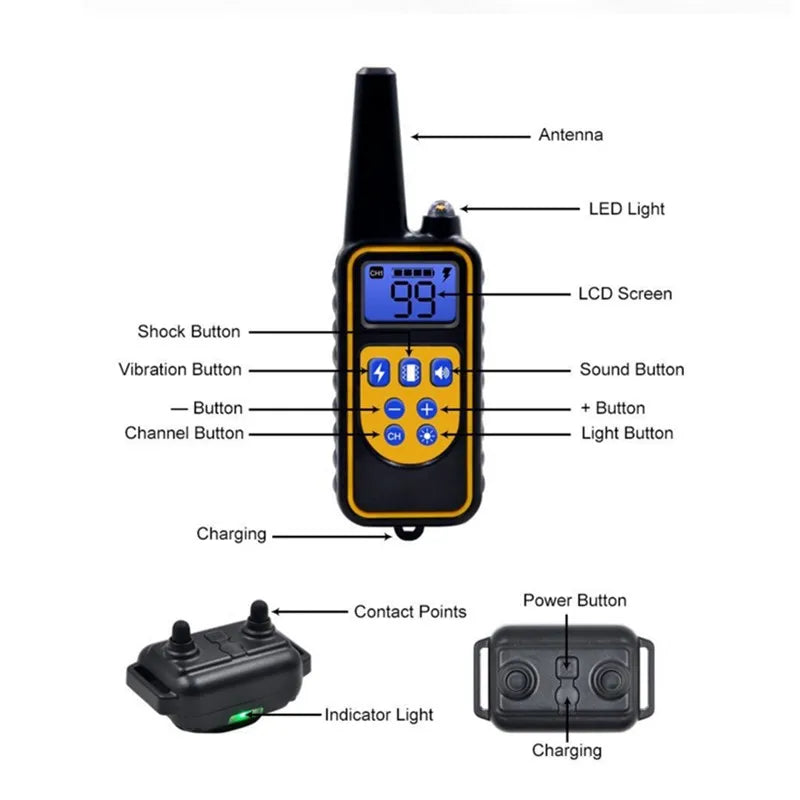 Waterproof Electric Dog Training Collar with Remote Control – Adjustable Shock, Vibration, and Anti-Bark Modes for All Dog Sizes-6