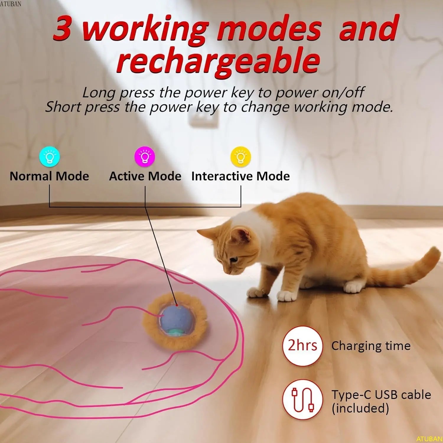 Interactive Cat Toy for Kittens – Motion Activated, Rechargeable, Engaging Hide and Seek Game-3