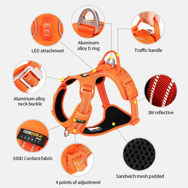 Adjustable No-Pull Dog Harness with Reflective Nylon – Comfortable Step-In Design for Easy Control, Fits All Breeds-4