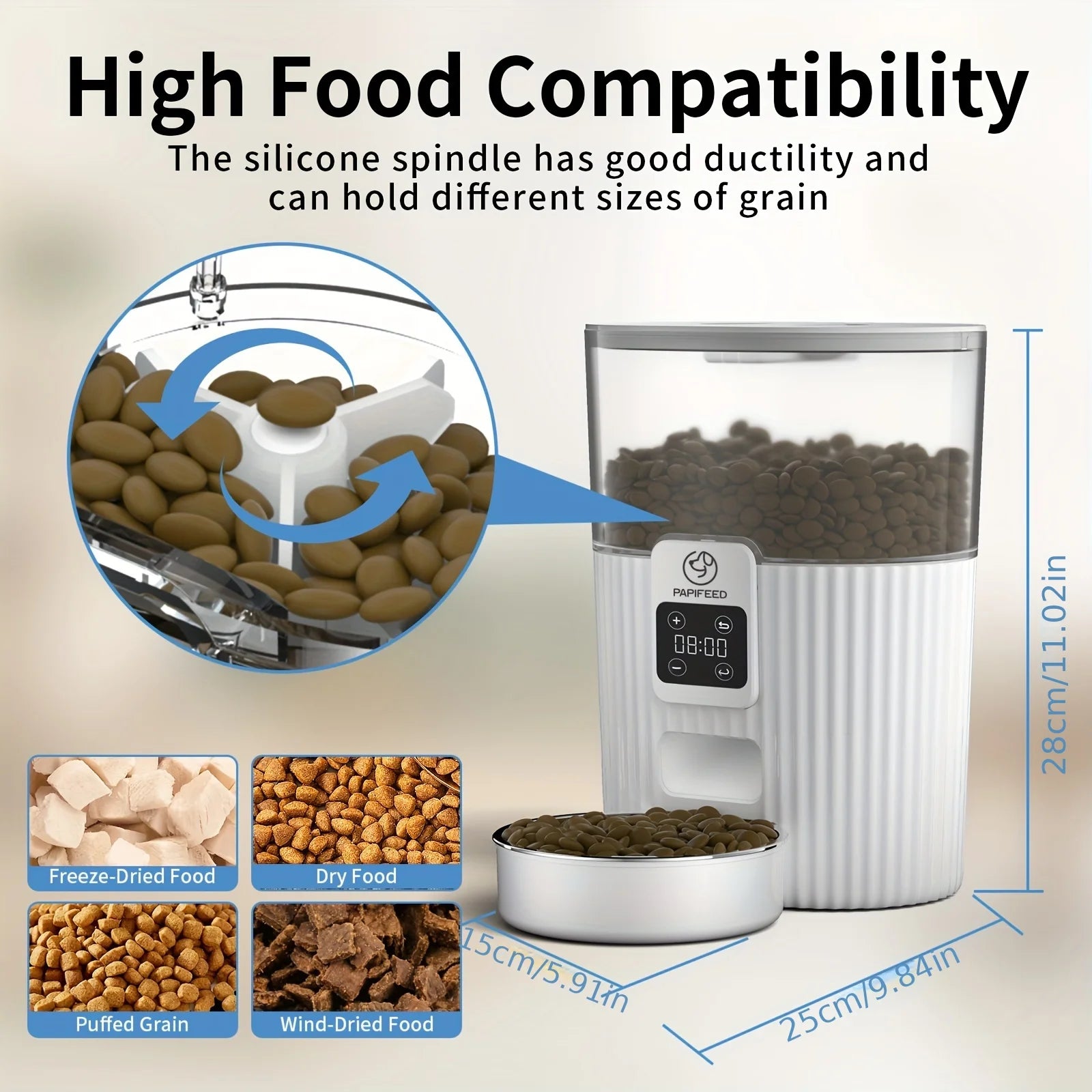 Smart Automatic Pet Feeder with WiFi Remote Control for Cats and Dogs - Customizable Schedule, Large Capacity, Easy to Clean-3