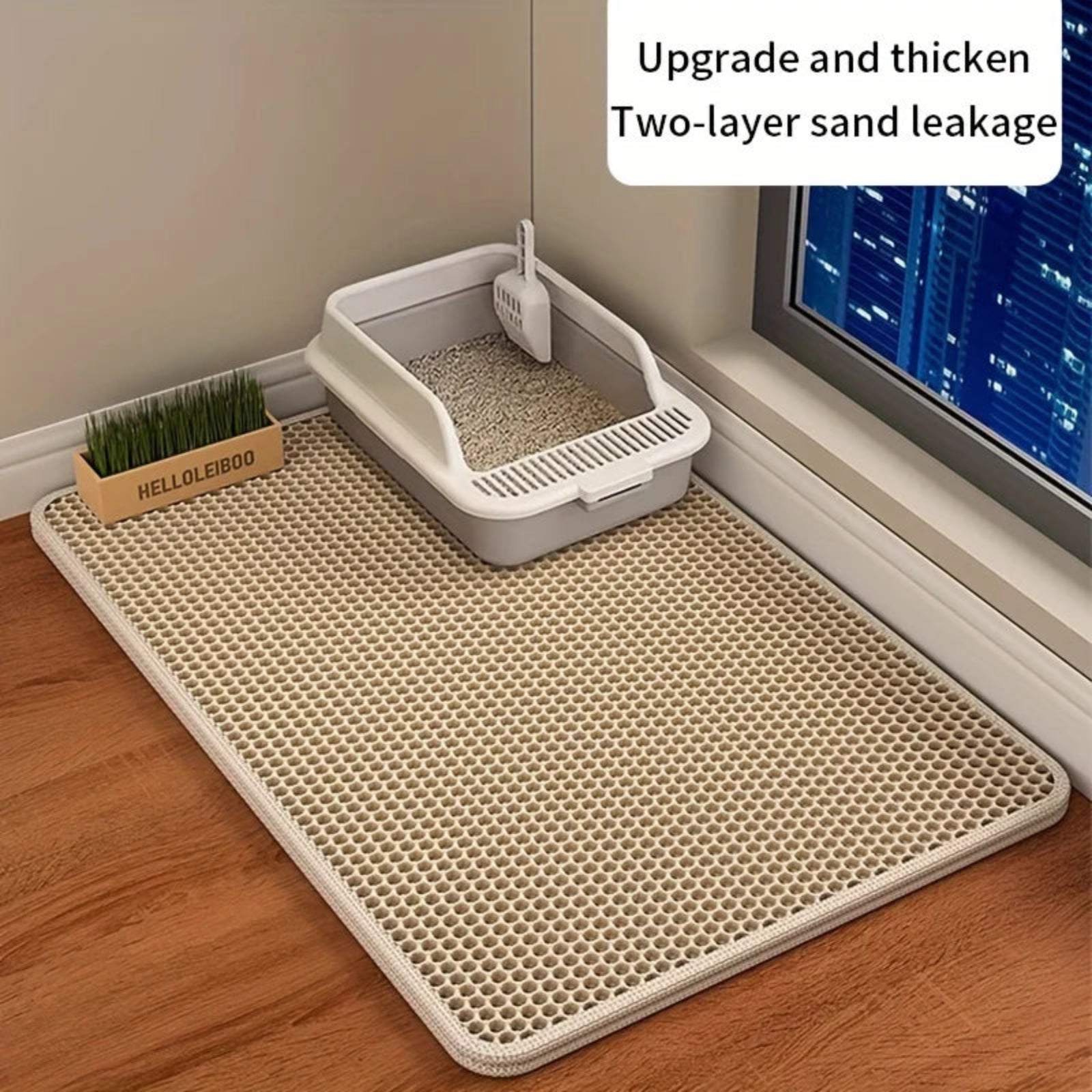 Cat Litter Mat for Cats – Large Size, Honeycomb Design, Waterproof, Easy to Clean-2