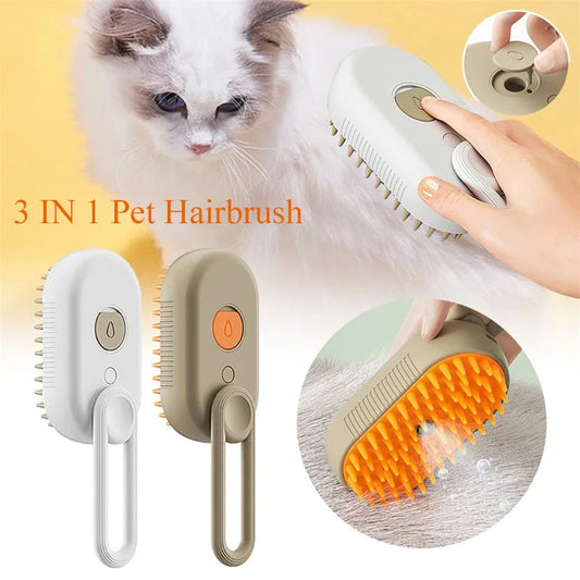 Electric Steam Brush for Cats and Dogs – 3-in-1 Grooming Tool, Spray Function, USB Rechargeable-2