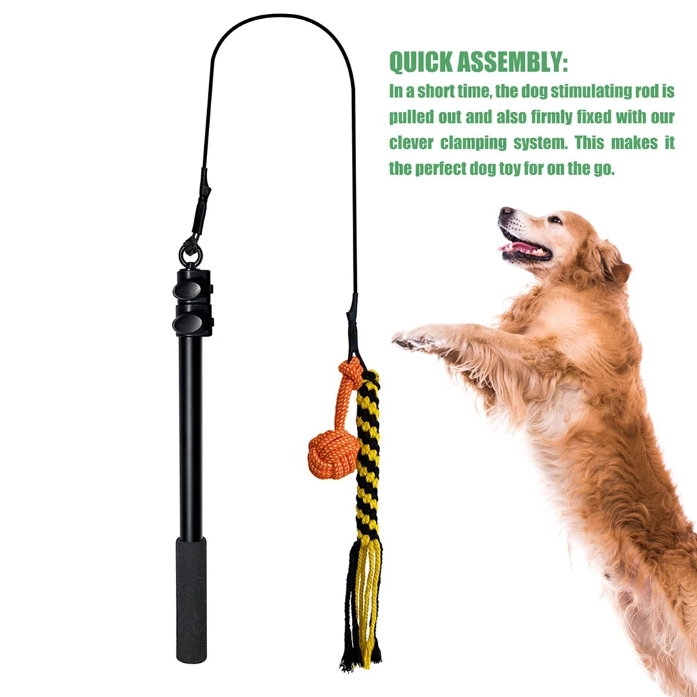 Retractable Chew Toy for Dogs – Durable Aluminum Pole, Plush Refill, Indoor/Outdoor Fun-5