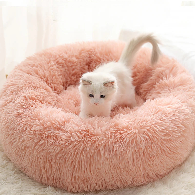 Plush Pet Bed for Cats and Small Dogs – Warm, Detachable, Round Design-4