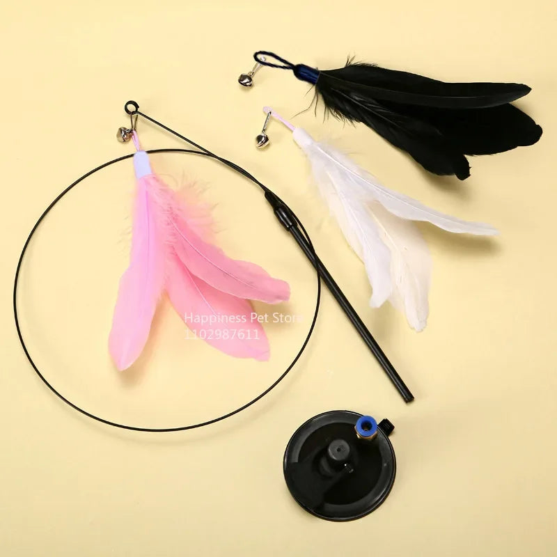 Interactive Cat Toy – Feather Wand with Suction Cup Base, Durable Design, Safe Materials-5