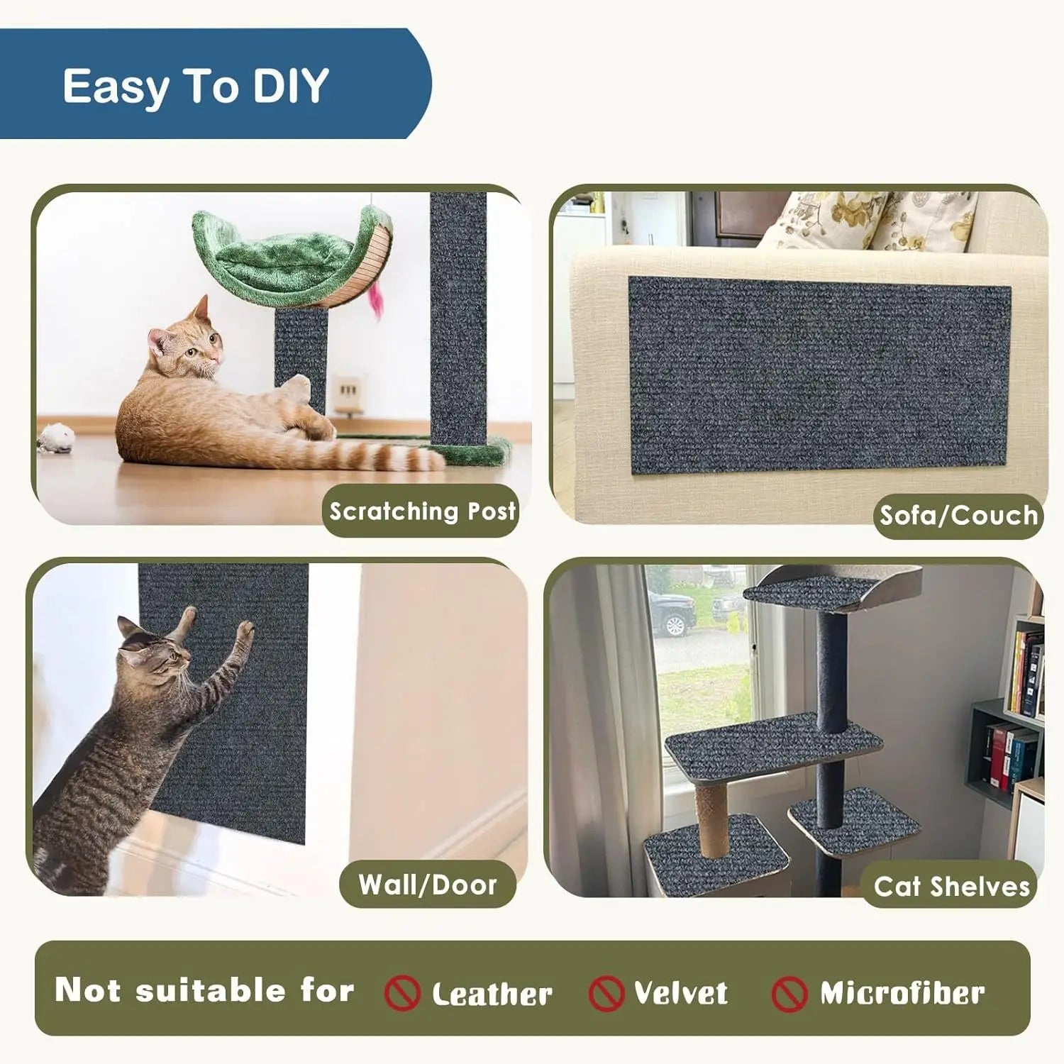 Self-Adhesive Cat Scratching Mat – Trimmable Carpet, Easy Installation, Durable Material-5