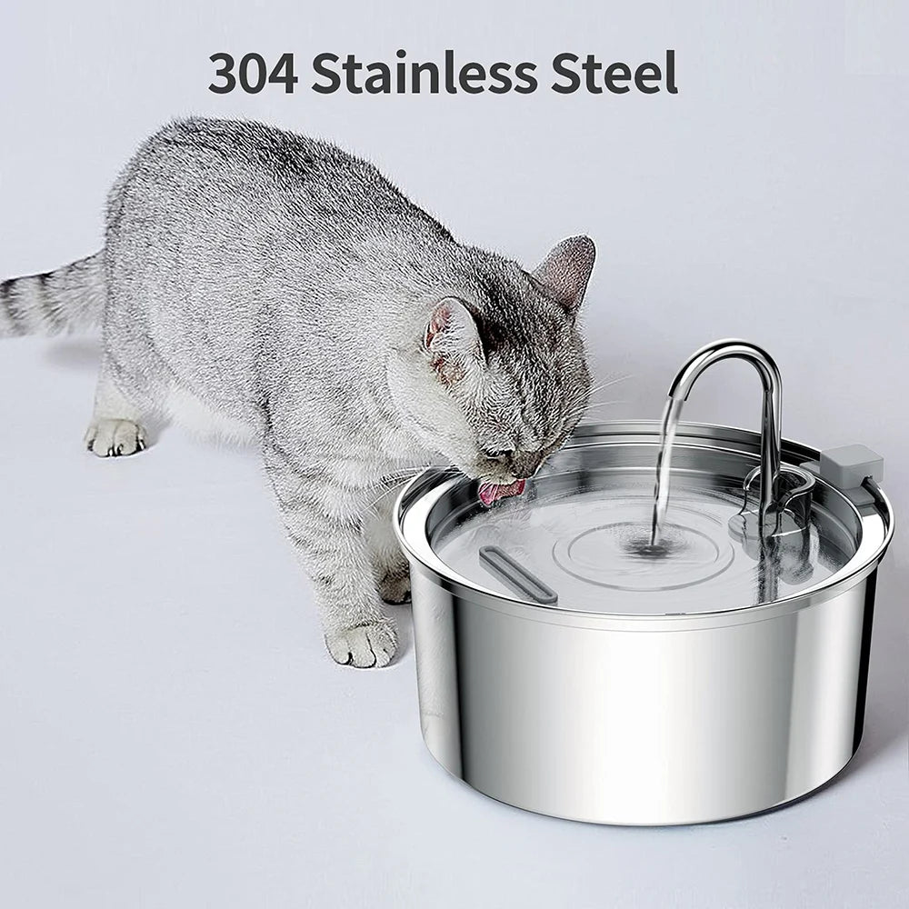 Automatic Stainless Steel Pet Water Fountain with Double Filtration System – 3L Capacity for Cats and Dogs, Quiet Operation, BPA-Free-3