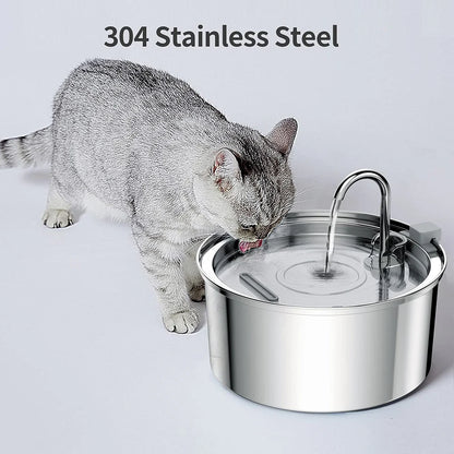 Automatic Stainless Steel Pet Water Fountain with Double Filtration System – 3L Capacity for Cats and Dogs, Quiet Operation, BPA-Free-3