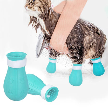 Cat Bath Shoes – Adjustable Anti-Scratch Boots, Soft Silicone, Easy to Clean-1