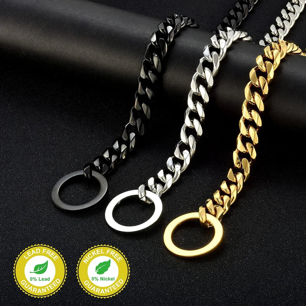 Dog Collar for Fashionable Pets – Heavy-Duty Metal, 15mm Wide, Cuban Link Design-4