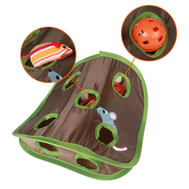 Cat Tunnel Toy for Kittens – 9-Hole Foldable, Interactive Mouse Game, Durable Material-4