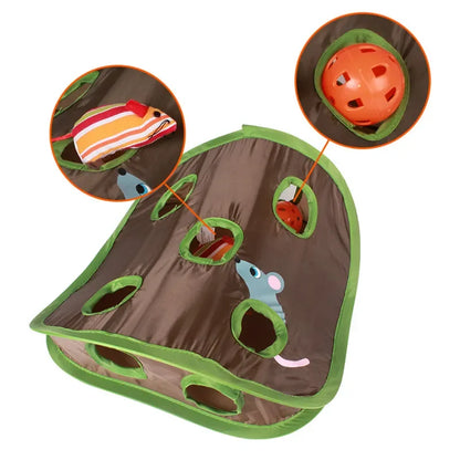 Cat Tunnel Toy for Kittens – 9-Hole Foldable, Interactive Mouse Game, Durable Material-4