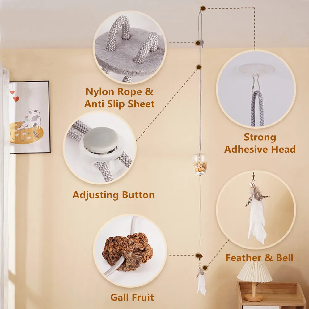 Interactive Cat Toy for Cats – Food Dispenser, Feather Teaser, Hanging Design-6