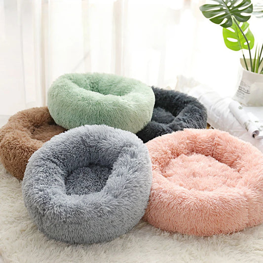 Plush Pet Bed for Cats and Small Dogs – Warm, Detachable, Round Design-2