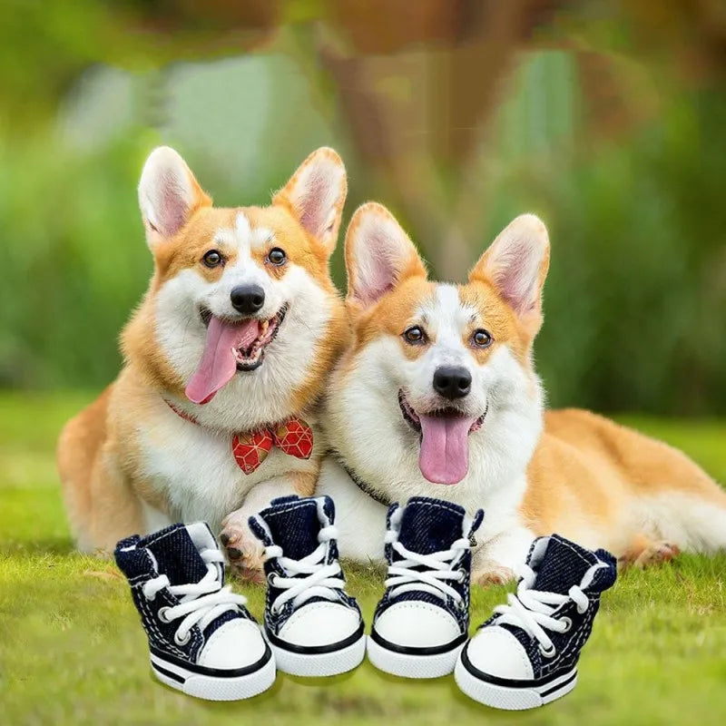 Dog Shoes for Small Dogs – Non-Slip, Breathable Denim Canvas, Outdoor Use-4
