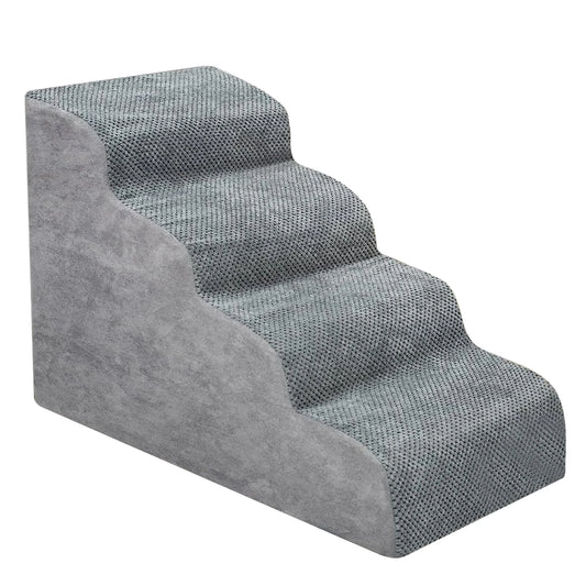 Dog Stairs for Small Dogs – Non-Slip, Removable Cover, 4-Tier Design for Beds and Couches-1
