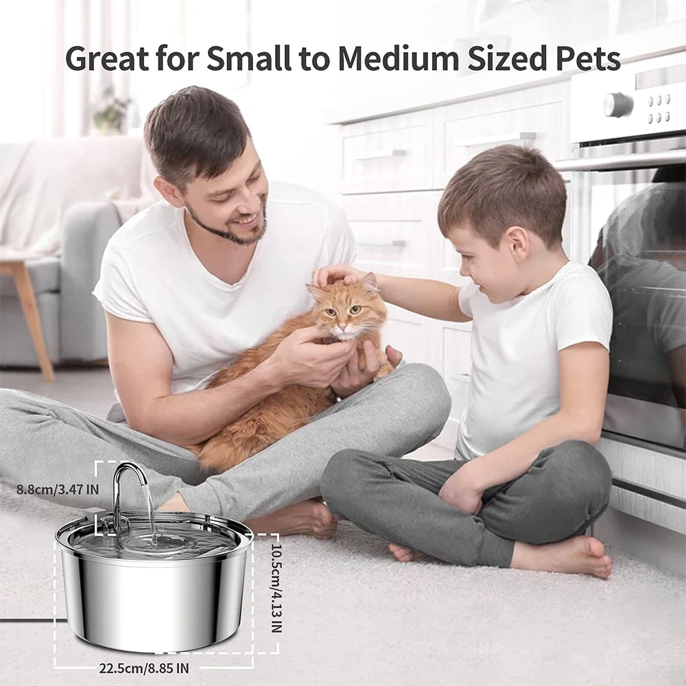 Automatic Stainless Steel Pet Water Fountain with Double Filtration System – 3L Capacity for Cats and Dogs, Quiet Operation, BPA-Free-5