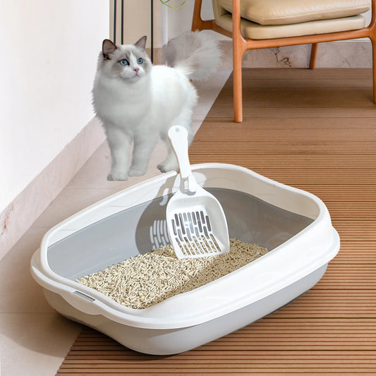 Semi-Enclosed Cat Litter Box – Spatter-Proof, Large Space, Easy to Clean-2