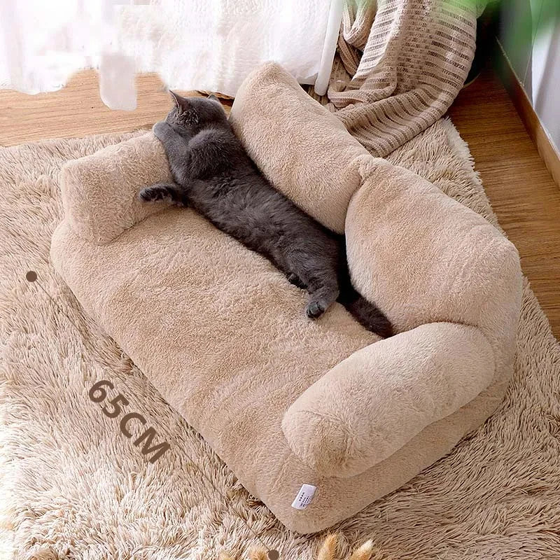 Cozy Plush Cat Bed Sofa with Thick Backrest – Warm Nest for Small to Medium Pets, Anti-Slip Base, Multiple Colors Available-5