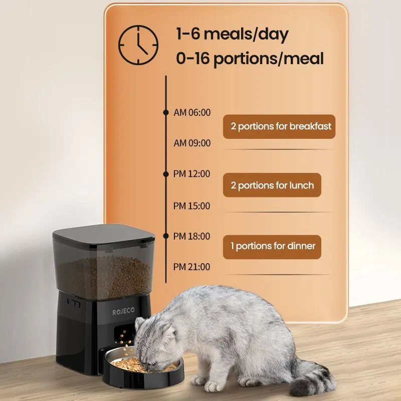 Automatic Pet Feeder with Smart Control for Cats and Dogs – Programmable Dry Food Dispenser, BPA-Free, 5L Capacity-3