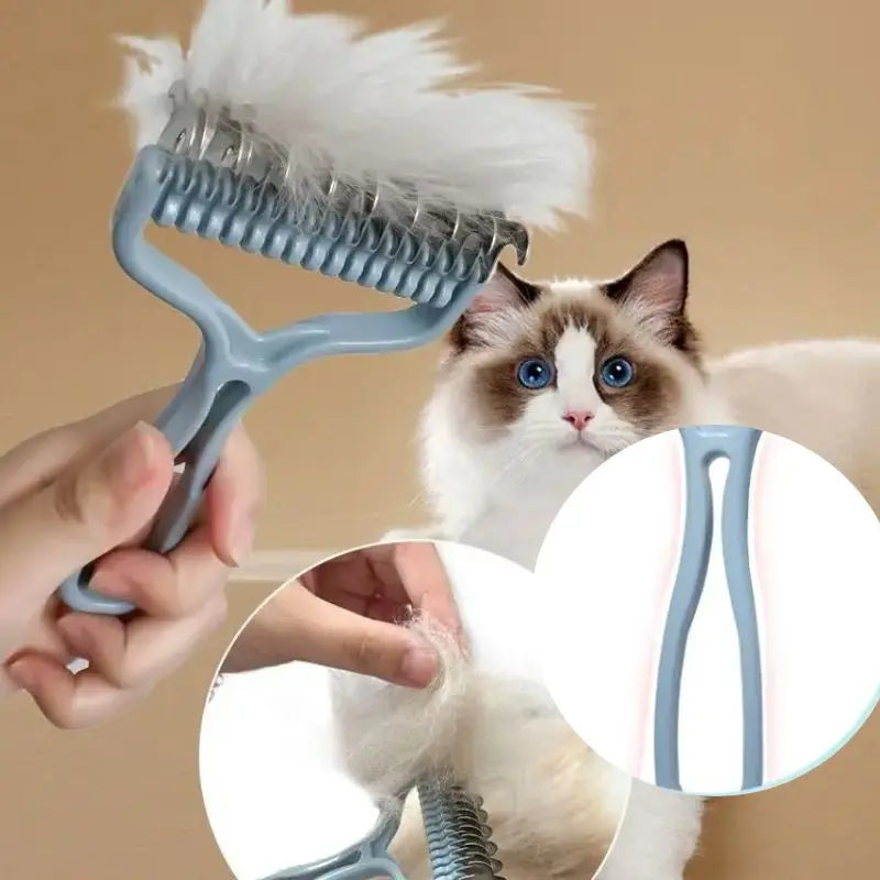 Double-Sided Dog Grooming Brush – Stainless Steel Fur Knot Cutter, Deshedding Tool-3