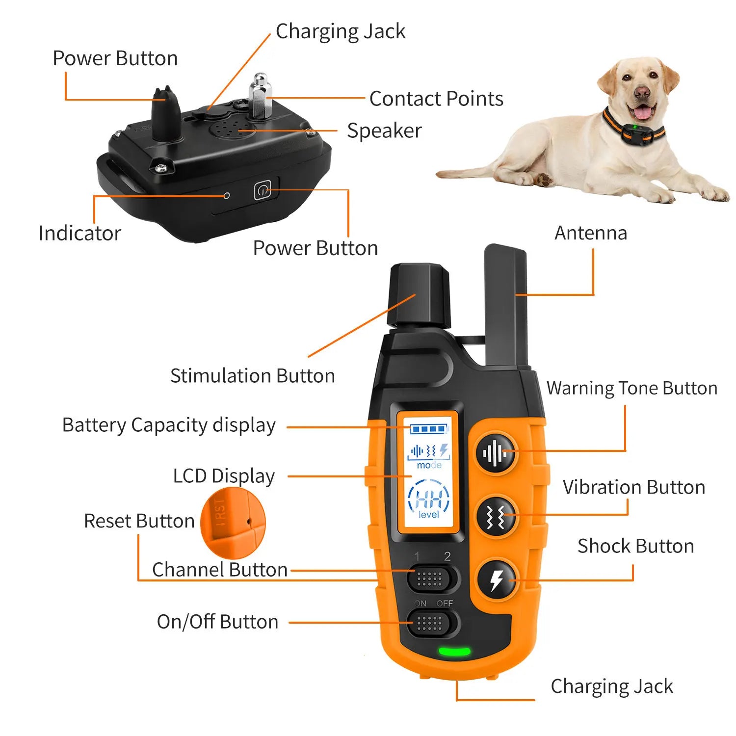 3300Ft Rechargeable Waterproof Dog Training Collar with Remote – E Collar for Dogs with Beep, Vibration, and Shock Modes-3