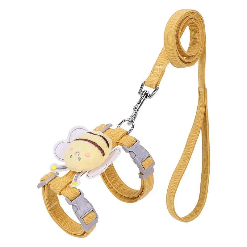 Cat Harness and Leash for Cats – Adjustable Comfort Fit, Cartoon Bee Design, Durable for Outdoor Walking-4