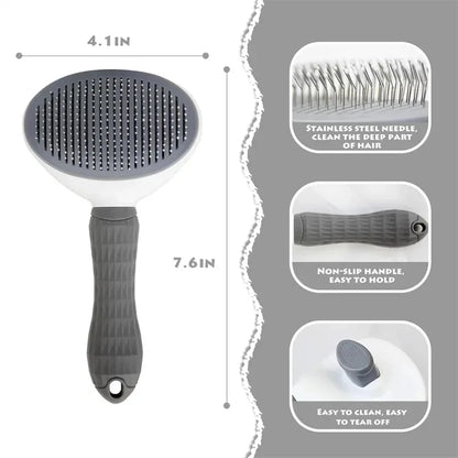 Self-Cleaning Grooming Brush for Dogs – Ergonomic Design, Pet Hair Removal, Available in 3 Colors-4
