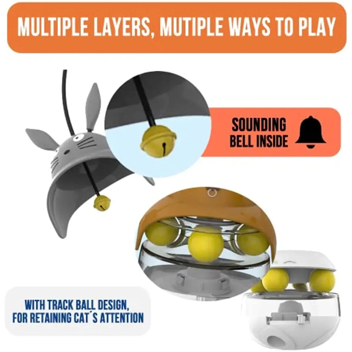 Interactive Cat Toy for Cats – Treat Dispenser, Adjustable Gate, Eco-Friendly Grey Design-3