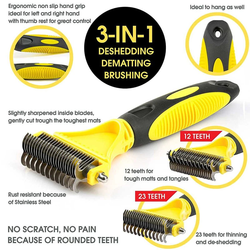Grooming Brush for Dogs – Dual-Sided Deshedding Tool, Removes Tangles, Durable Stainless Steel-4