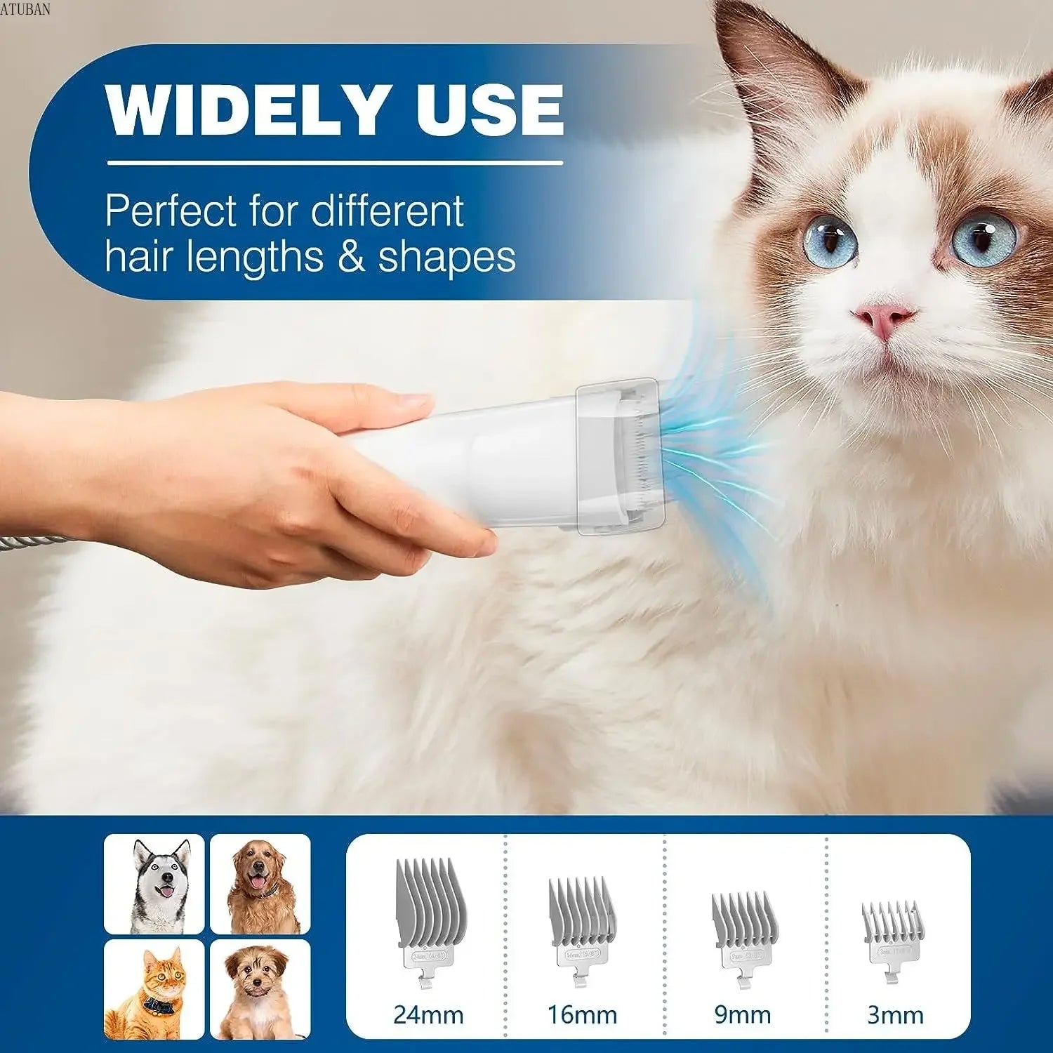 Dog Grooming Vacuum for Pets – Low Noise, 99% Hair Suction, 2.3L Capacity-4