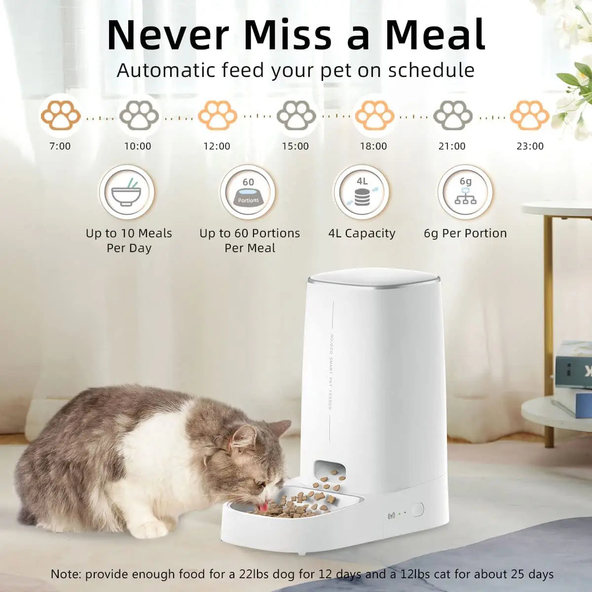 Smart Automatic Cat Feeder with WiFi and Remote Control – Large Capacity Pet Food Dispenser for Cats and Dogs-3
