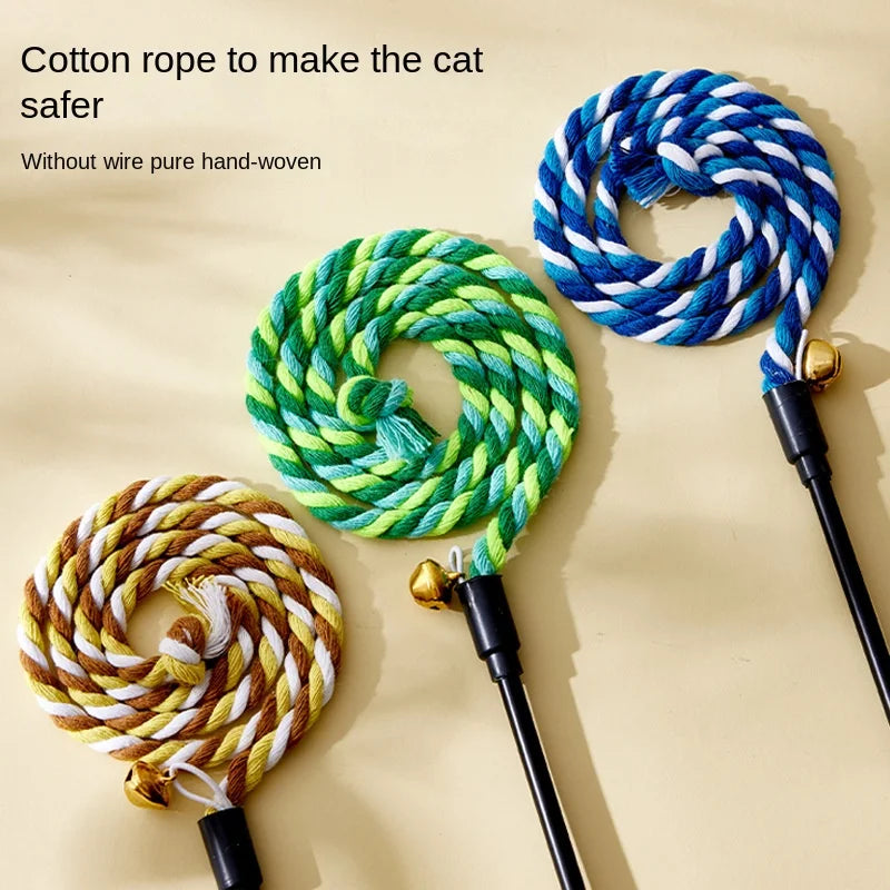 Interactive Cat Toy for Cats – Feather Teaser Wand, Satin Ribbon, Jingle Bell-4