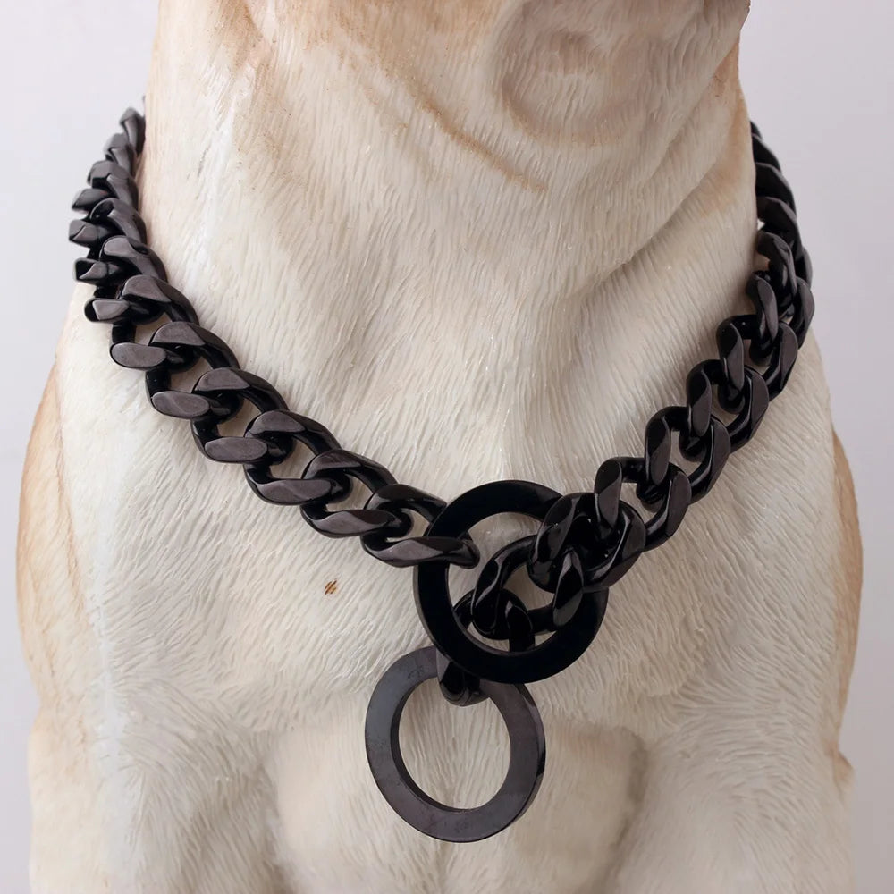 Variant image for Dog Collar for Fashionable Pets – Heavy-Duty Metal, 15mm Wide, Cuban Link Design-1