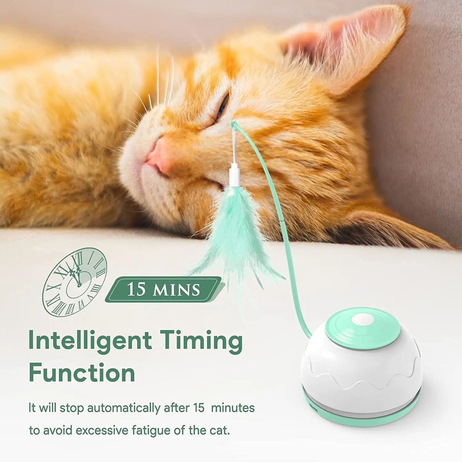 Interactive Cat Toy for Indoor Cats – Motorized Wand, 4 Adjustable Modes, 3 Feathers-6