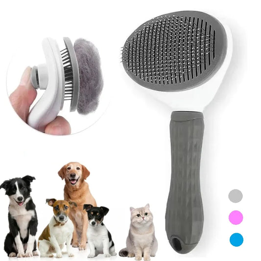 Self-Cleaning Grooming Brush for Dogs – Ergonomic Design, Pet Hair Removal, Available in 3 Colors-1