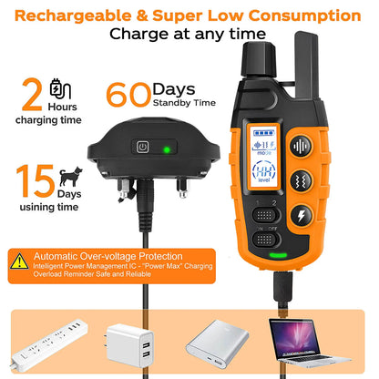 3300Ft Rechargeable Waterproof Dog Training Collar with Remote – E Collar for Dogs with Beep, Vibration, and Shock Modes-6