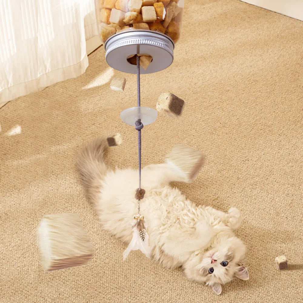 Interactive Cat Toy for Cats – Food Dispenser, Feather Teaser, Hanging Design-3