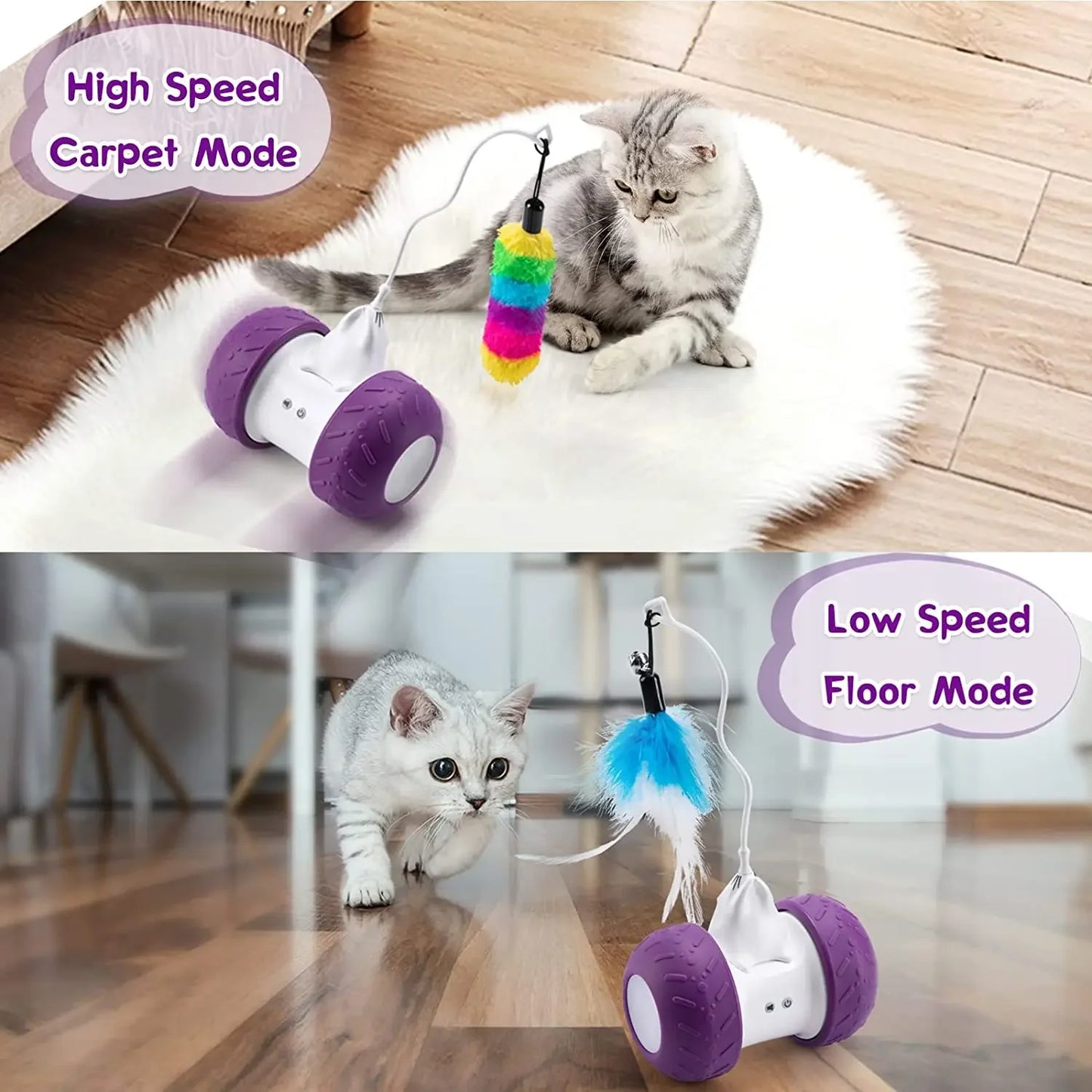 Interactive Cat Toy for Indoor Cats – Smart Robotic Design, LED Lights, Long Battery Life-3