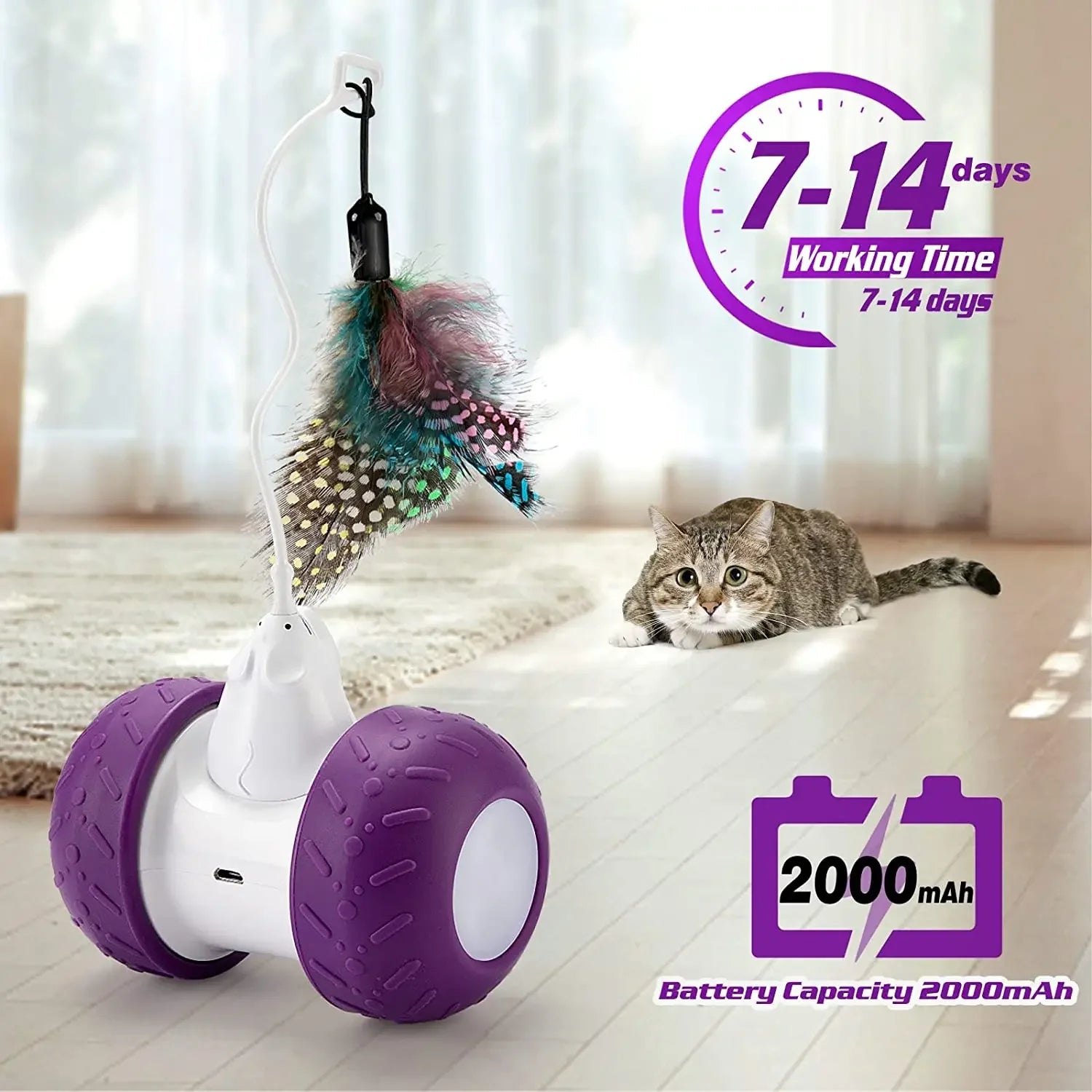 Interactive Cat Toy for Indoor Cats – Smart Robotic Design, LED Lights, Long Battery Life-5