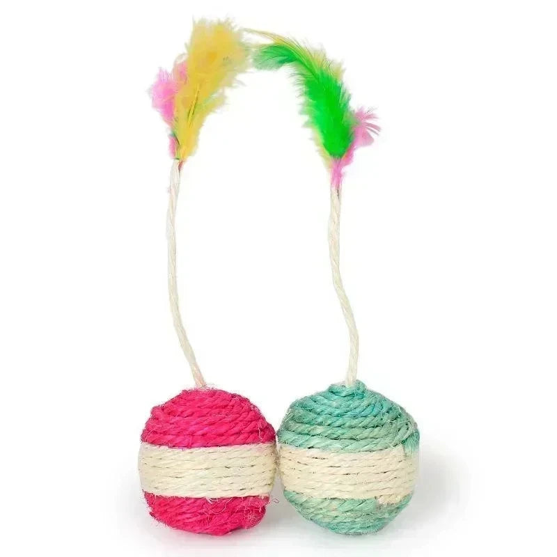 Interactive Cat Toy for Kittens – Durable Sisal, Engaging Feather, 4cm Diameter-6