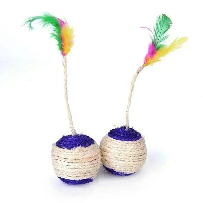 Interactive Cat Toy for Kittens – Durable Sisal, Engaging Feather, 4cm Diameter-5