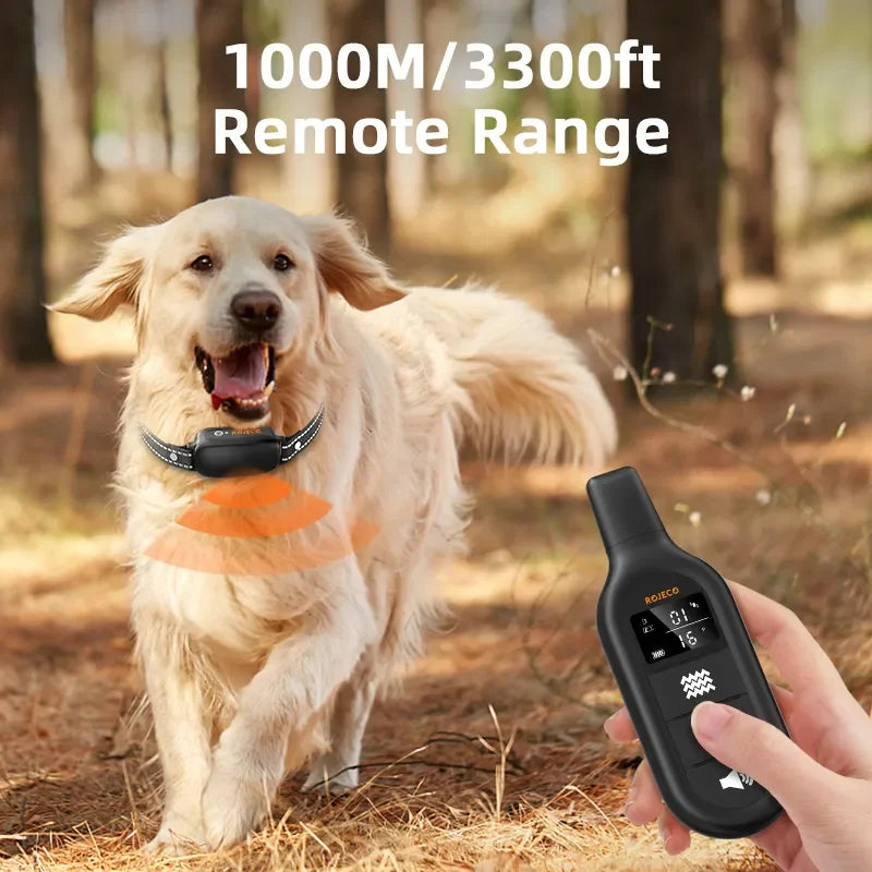 Rechargeable Waterproof Dog Training Collar with Remote Control, Vibration and Shock Functions, Adjustable Size, IPX7-4